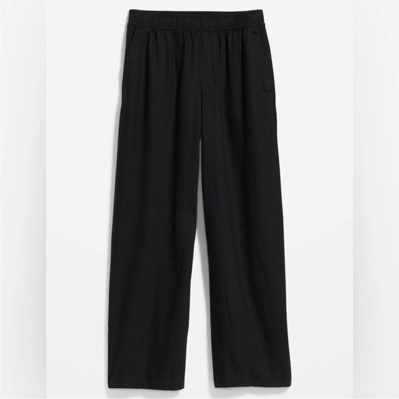 NWT! Black High-Waisted Linen-Blend Wide-Leg -Multiple🤎 - Picture 4 of 8